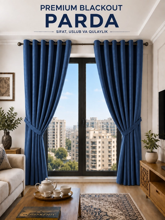 Premium Blackout parda, lyuversli, 150×280 sm, 2 dona, zamonaviy dizayn, sifatli mato - 
