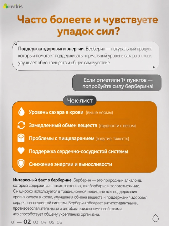 Берберин 500 мг, 60 капсул, для похудения