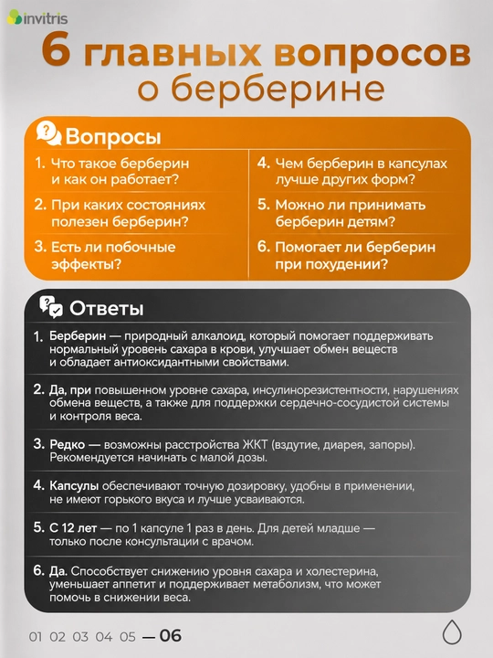 Берберин 500 мг, 60 капсул, для похудения