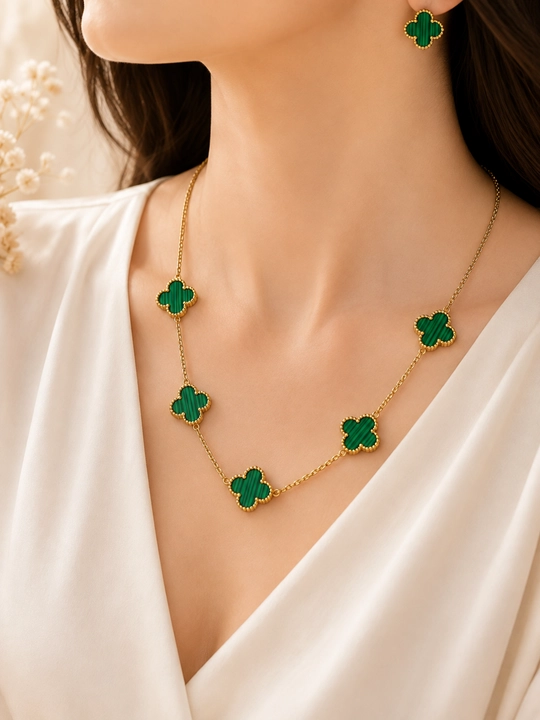 Ayollar, qizlar uchun premium 4 tasi 1 da to‘plam, zanjir, uzuk (16-20), bujiteriya, Van Cleef