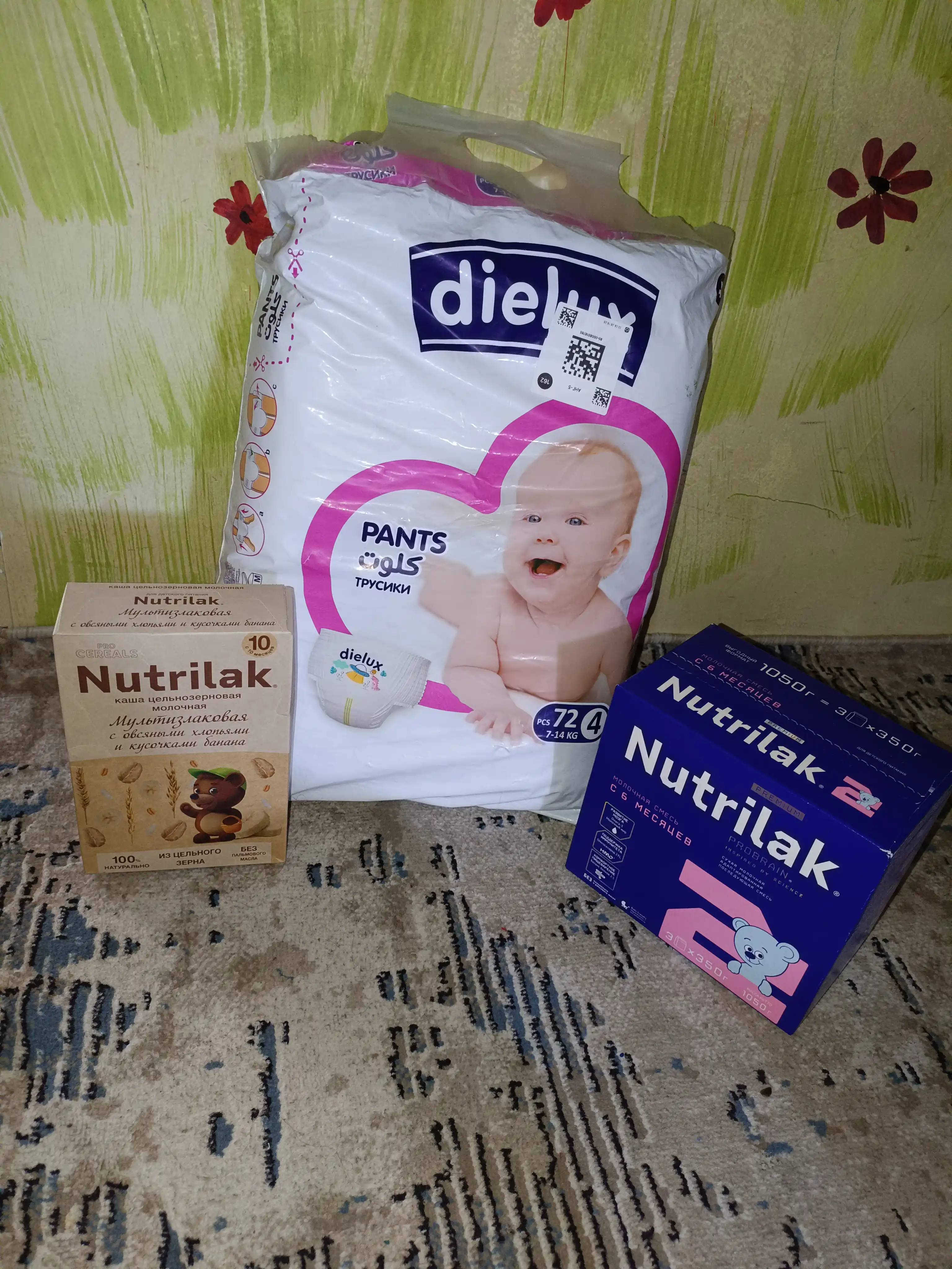 Dielux taglik-trusiklar, 4-o‘lcham (7–14 kg), 72 dona
