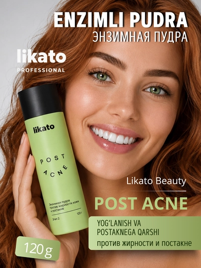 Inzimnaya pudra yuz uchun upa Likato, enzim pudra yuzni yuvish uchun tozalovchi, 120 g - 