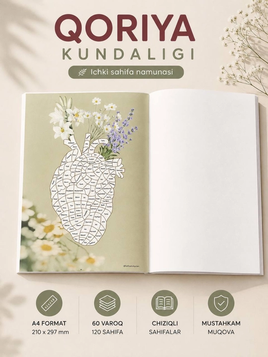 Qoriya kundaligi Planner Lugat daftari A4, 120-bet, sahifalarm biznes daftar A5, 80-bet