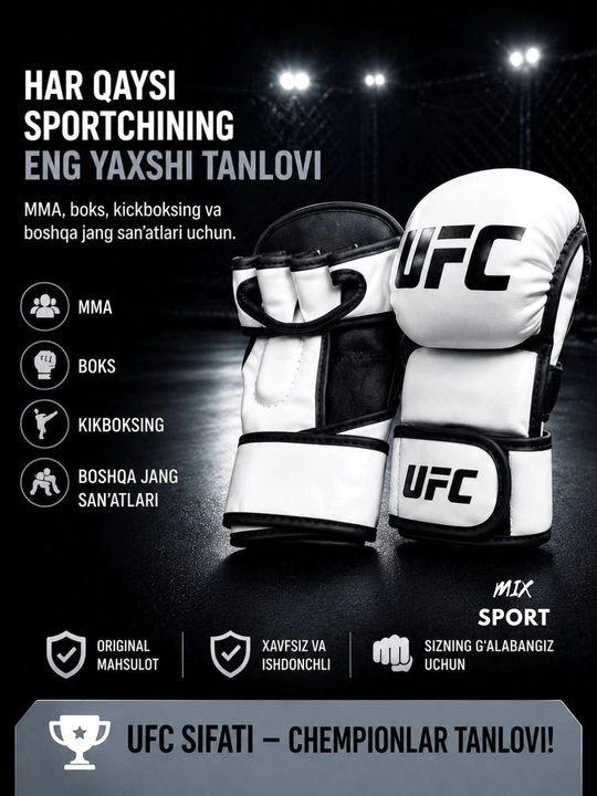 UFC uslubidagi jangovar sport qo‘lqoplari MMA, va mashg‘ulotlari uchun mo‘ljallangan - 