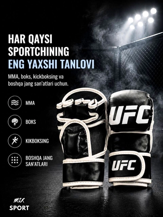 UFC uslubidagi jangovar sport qo‘lqoplari MMA, va mashg‘ulotlari uchun mo‘ljallangan - 