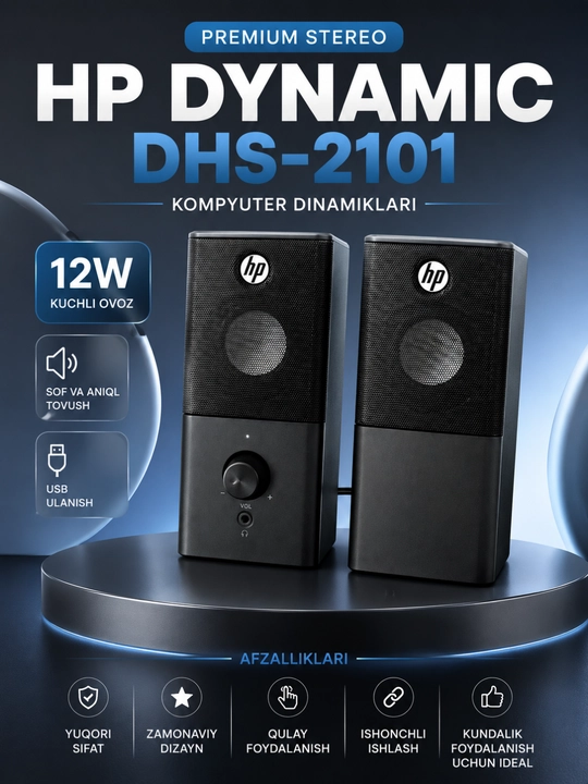Kompyuter va noutbuk uchun HP DHS-2101 USB 12W multimedia stereokarnaylari - 
