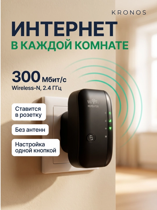 KRONOS Wi-Fi signal kuchaytirgichi 300 Mbit/s uy va xonadon uchun repiter router - 