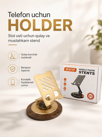 360° aylanadigan va sozlanadigan telefon uchun qulay metall tutqich° - 