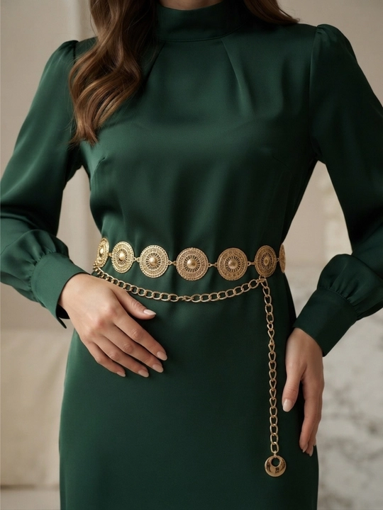 Ayollar uchun shohona zanjir, bel uchun nafis va estetik metall kamar
