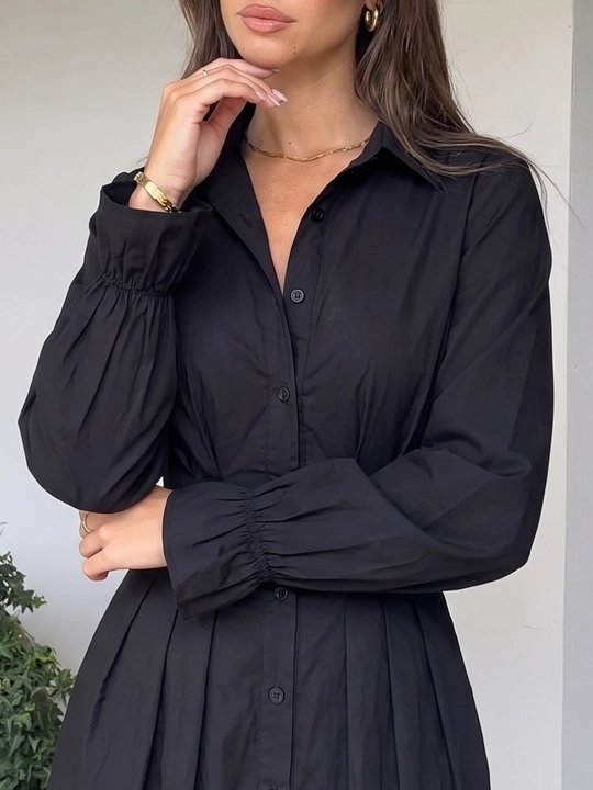 Платье женское длинное макси, приталенное платье-рубашка на пуговицах — ELLY FASHION