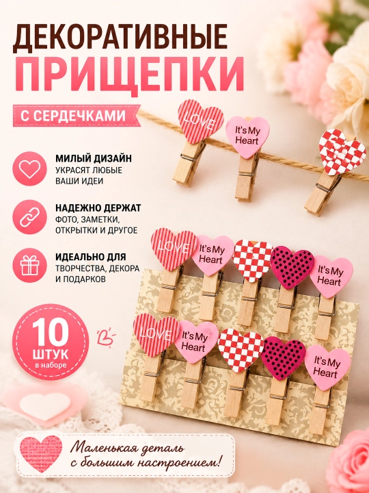 KLAUS dekorativ qisqichlar rang-barang dizaynda, 3,5 sm, to'plamda 10 dona - 