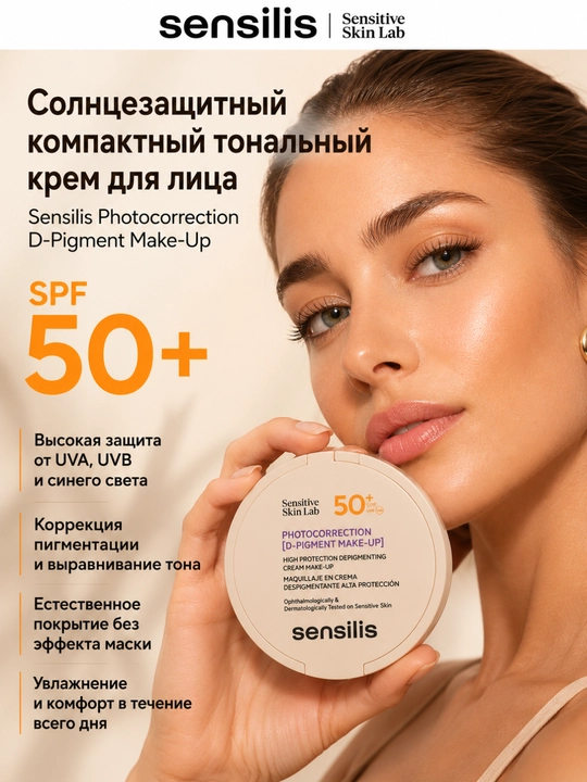 Компактный тональный крем для лица SPF 50+ Sensilis Photocorrection, 10 г - 