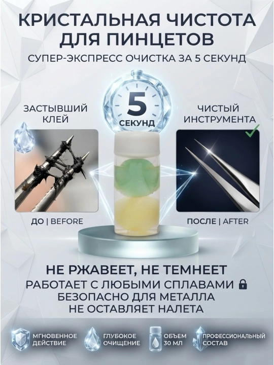 Очиститель инструментальный для наращивания ресниц / ремувер для снятия клея от пинцета