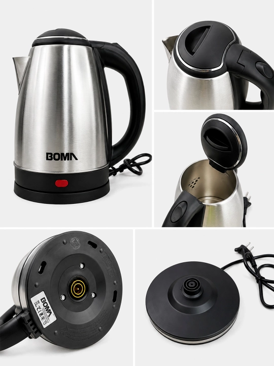Elektr choynaglar BOMA 1500Vt, shisha, po'lat va sensorli displey 2-2,5 litr, LED va 360°