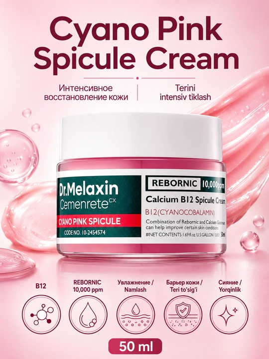 Dr.Melaxin Cemenrete Cyano Pink Spicule Cream B12 vitaminli spikulali kremi, 50 ml - 