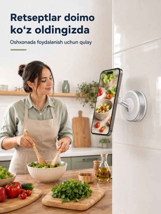 Telefon uchun magnitli vakuum tutqich, yig‘iladigan va burchagi sozlanadigan