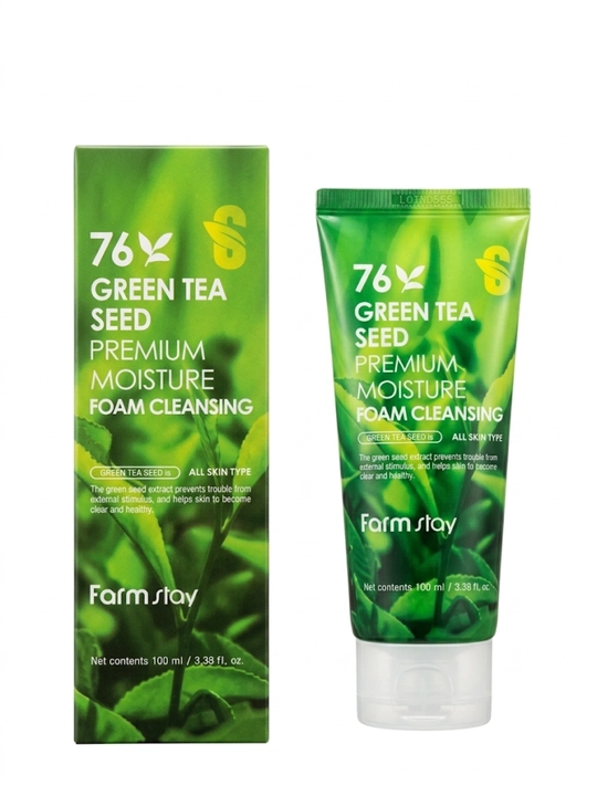 Farmstay 76% Green Tea Seed Premium Moisture Foam Cleansing (100 ml)