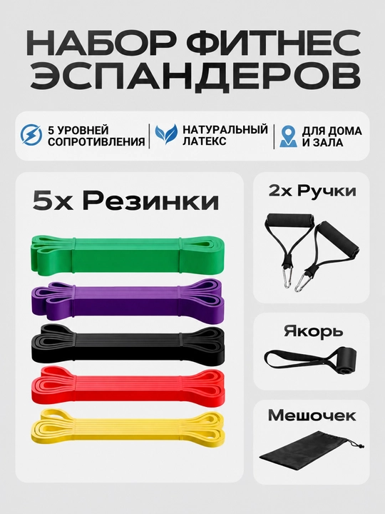Резинка для фитнеса, латексная, универсальная, для тренировок, сопротивление 2 - 104 кг