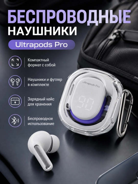 Беспроводные TWS Bluetooth-наушники с экраном и зарядным кейсом - 