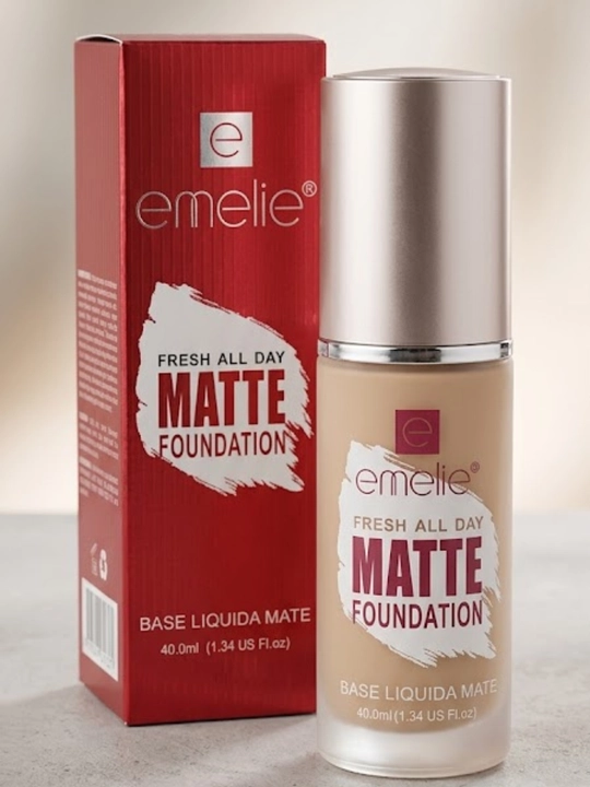 Emelie Fresh All Day Matte tonal kremi, yuz uchun matlashtiruvchi tonal krem, 40 ml - 