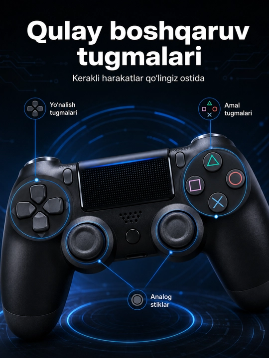 Bluetooth o‘yin pulti, sensorli panelli, mikrofonli, 1000 mAh akkumulyatorli - 