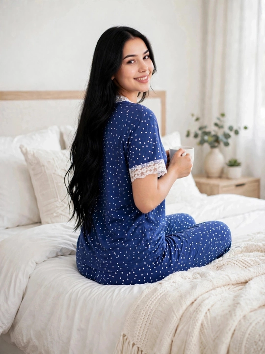 Женская пижама с брюками 100% хлопок / Пижама SAMY STORE с кружевом