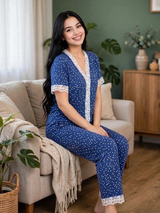 Женская пижама с брюками 100% хлопок / Пижама SAMY STORE с кружевом
