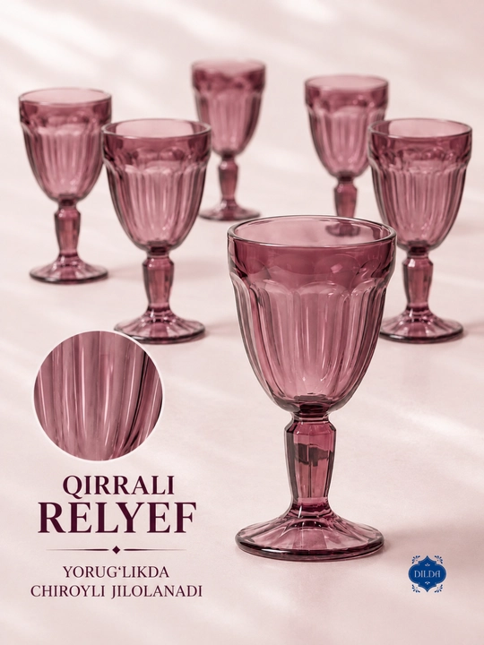 Rangli shisha fujer va stopkalar, ichimliklar uchun sovg‘a to‘plami, 6 dona, uy uchun set