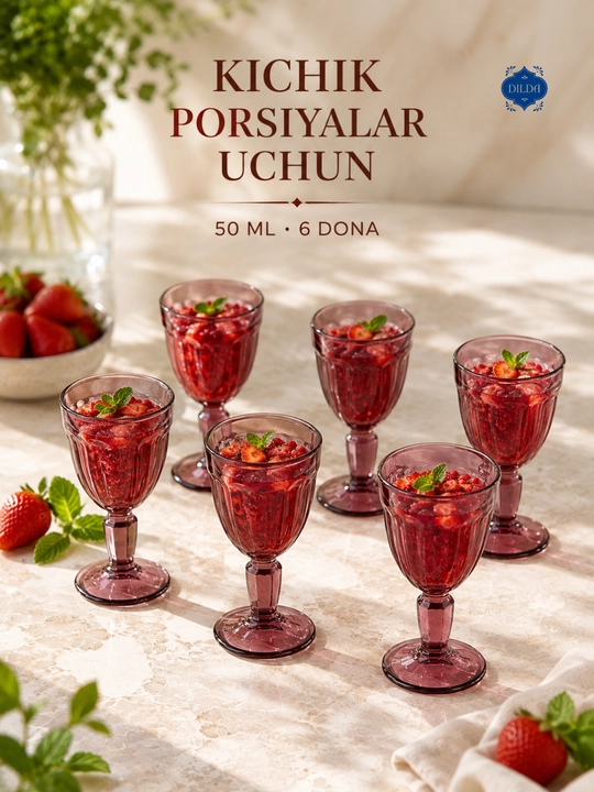 Rangli shisha fujer va stopkalar, ichimliklar uchun sovg‘a to‘plami, 6 dona, uy uchun set