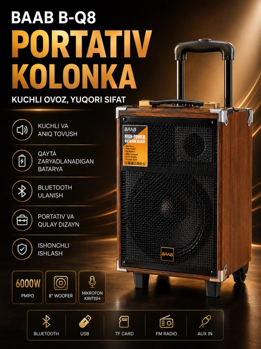 Simsiz mikrofon va pultli ko‘p funksiyali Bluetooth karaoke karnay - 