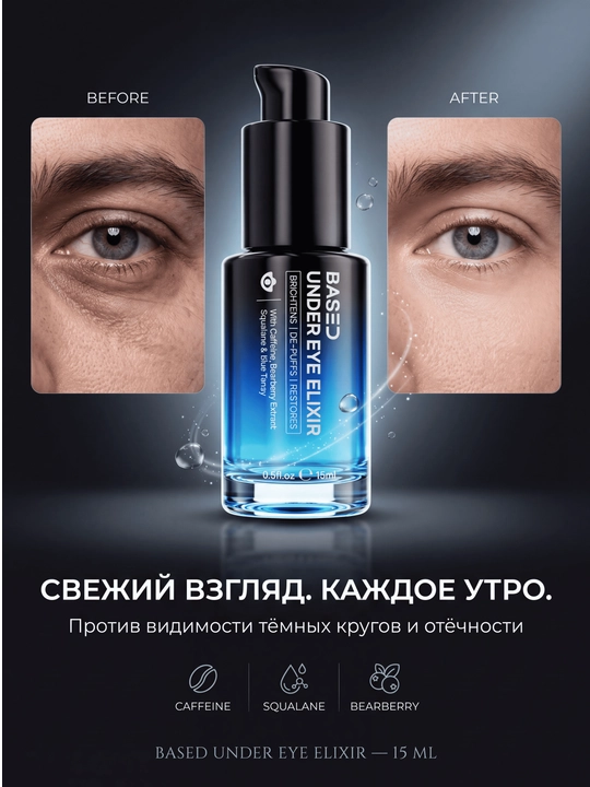 BASED Under Eye Elixir — эликсир для кожи вокруг глаз против тёмных кругов и отёков, 15 мл - 