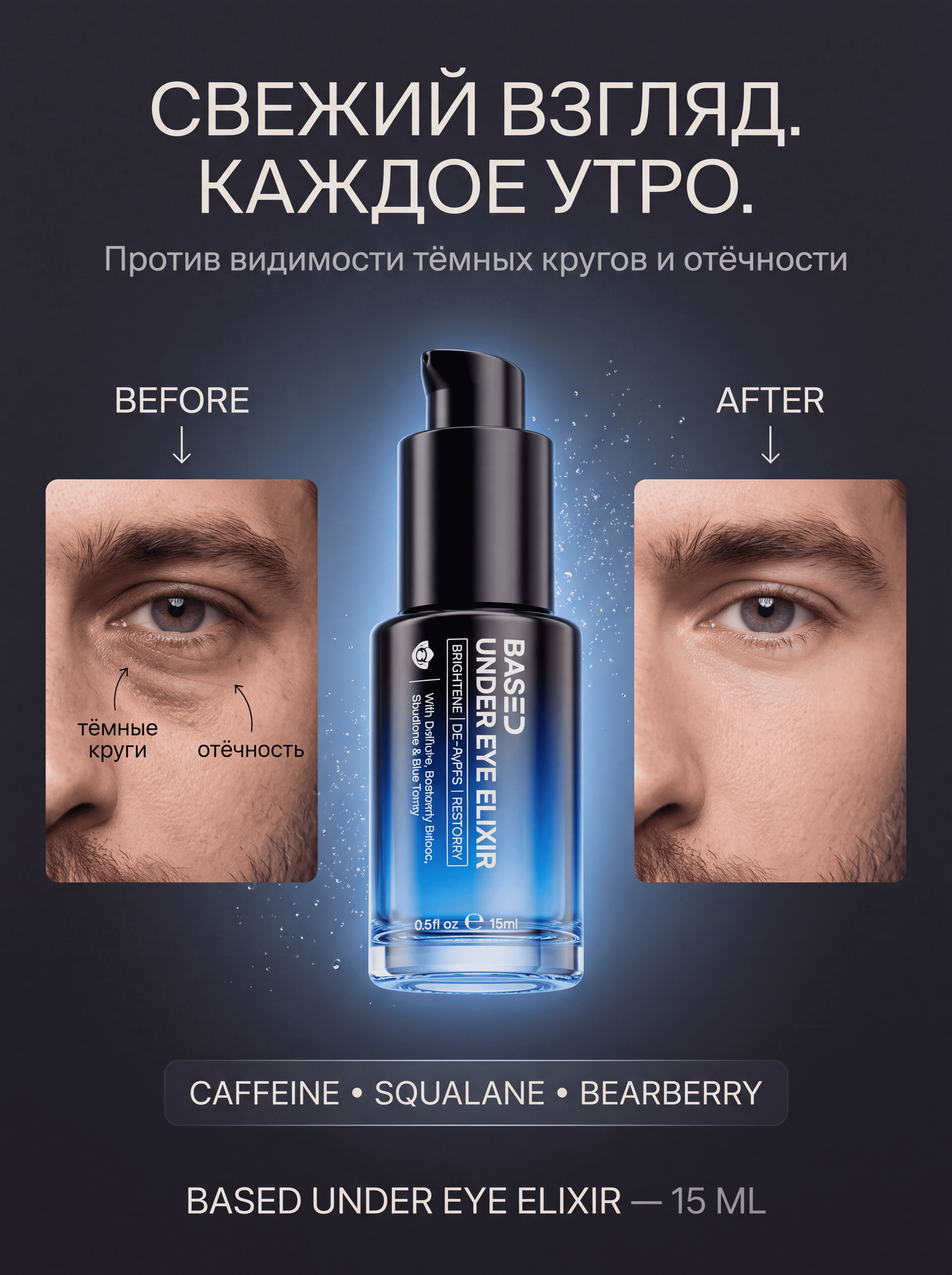 BASED Under Eye Elixir — ko‘z atrofi uchun eliksir, qora doiralar va shishlarga qarshi