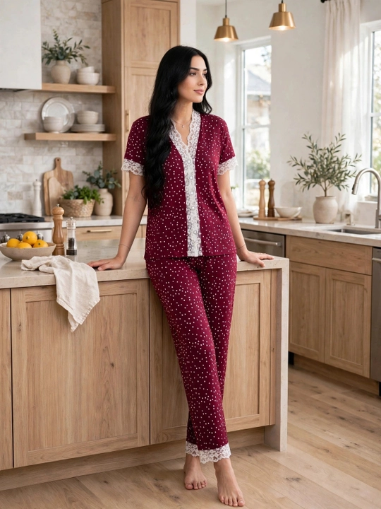 Ayollar uchun pijama 100% paxta / SAMY STORE krujevali pijama