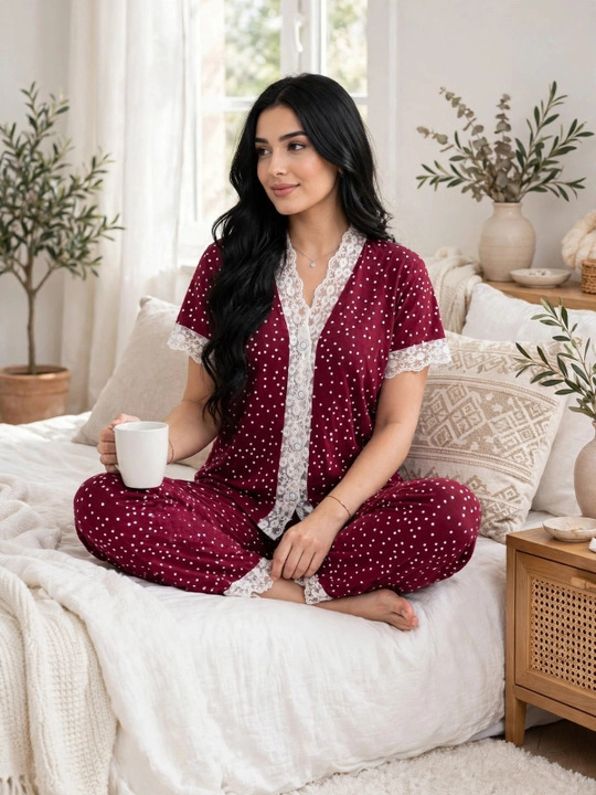 Ayollar uchun pijama 100% paxta / SAMY STORE krujevali pijama