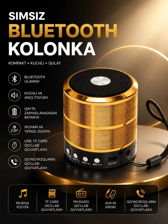 FM, USB, TF, AUX simsiz karnayli WS-887 portativ Bluetooth karnay - 