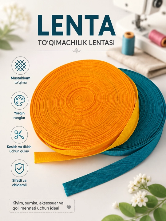 To‘qimachilik lentasi, tikuvchilik va qo‘l mehnati uchun dekorativ tasma - 