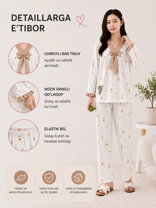 Женская пижама XL 2XL мягкая удобная домашняя одежда - 