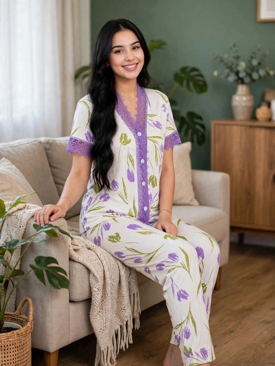 Ayollar uchun pijama 100% paxta / SAMY STORE krujevali pijama