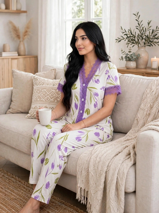 Ayollar uchun pijama 100% paxta / SAMY STORE krujevali pijama