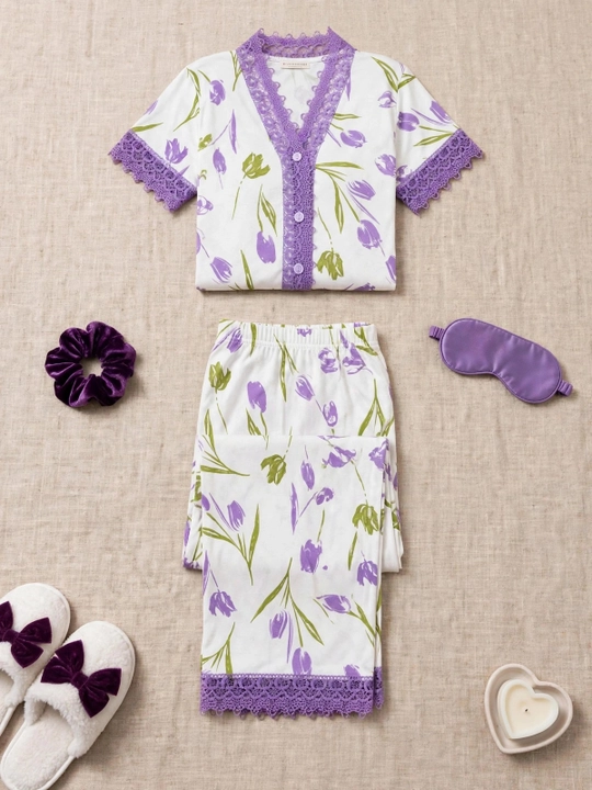 Ayollar uchun pijama 100% paxta / SAMY STORE krujevali pijama