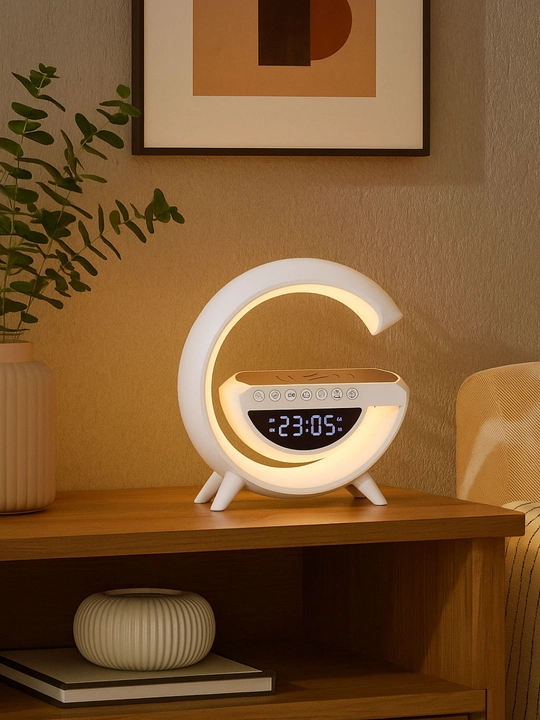 Bluetooth, soat, signal va simsiz quvvatlash bilan RGB tungi karnay