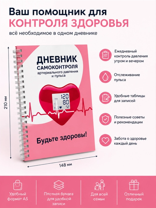 Дневник самоконтроля артериального давления и пульса - 