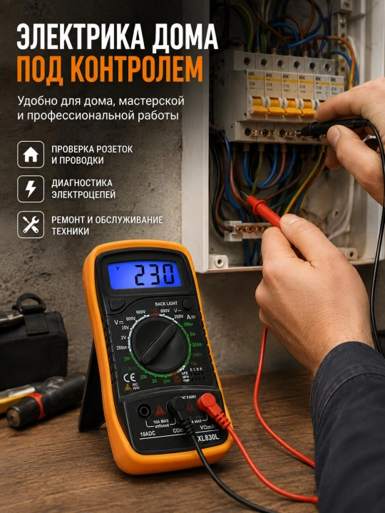 XL830L raqamli multimetr, kuchlanish, tok va qarshilik o‘lchagich, tester