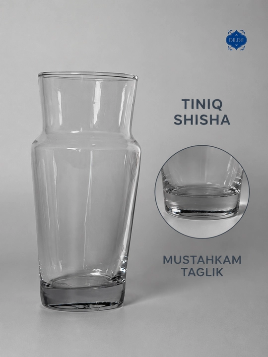 Gullar uchun shaffof shisha vaza, zamonaviy relyefli dizayn, turli o‘lchamlar DILDA 1 dona