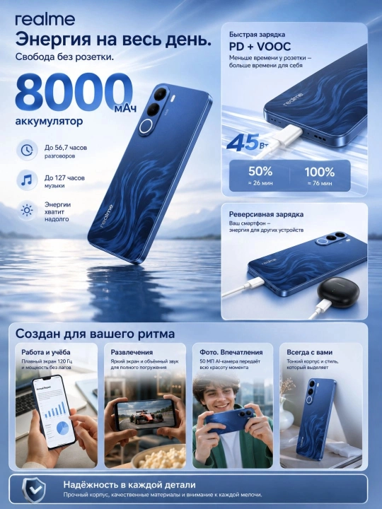REALME C100X RMX5366 — 4G, NFC, камера 50 Мп, 8000 мАч