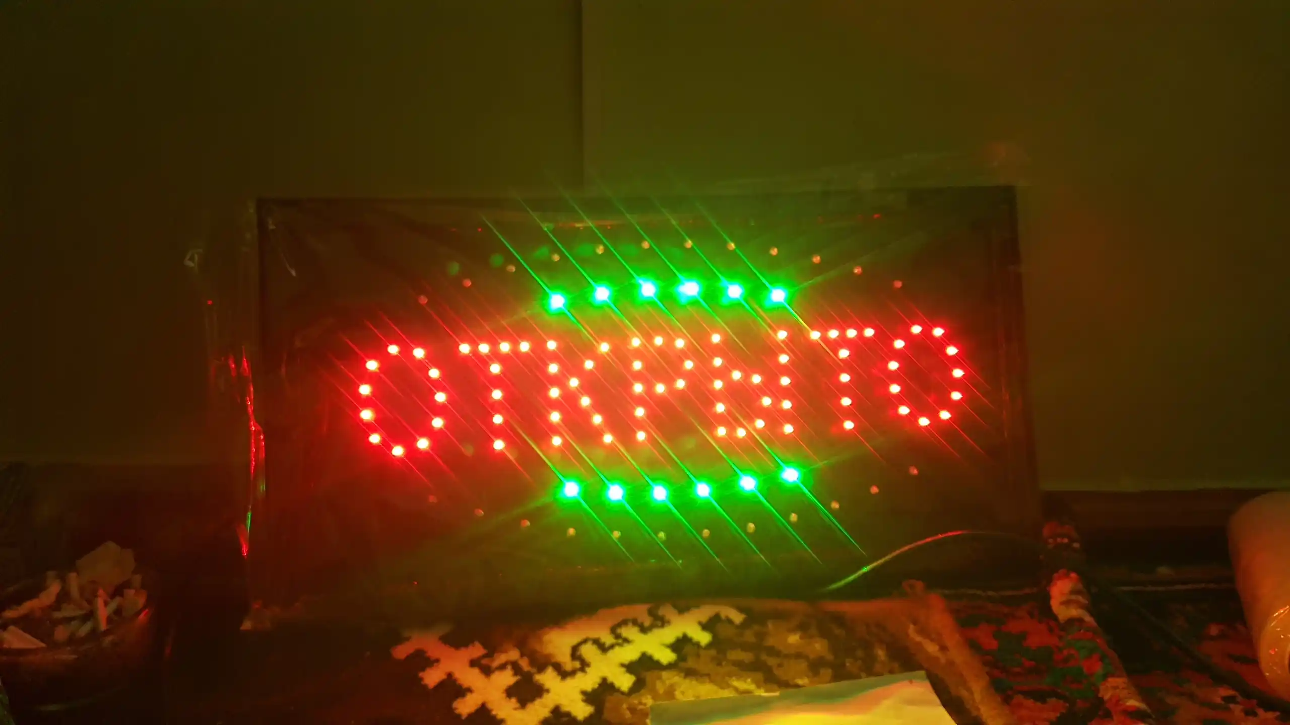 OPEN LED reklama belgisi 220V, vitrina va magazin uchun LED tablichka