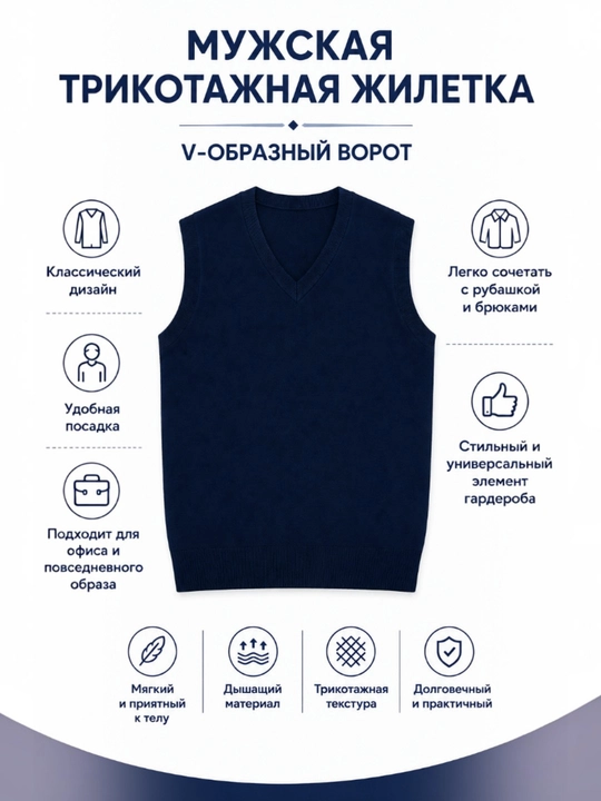 Мужская трикотажная жилетка - 