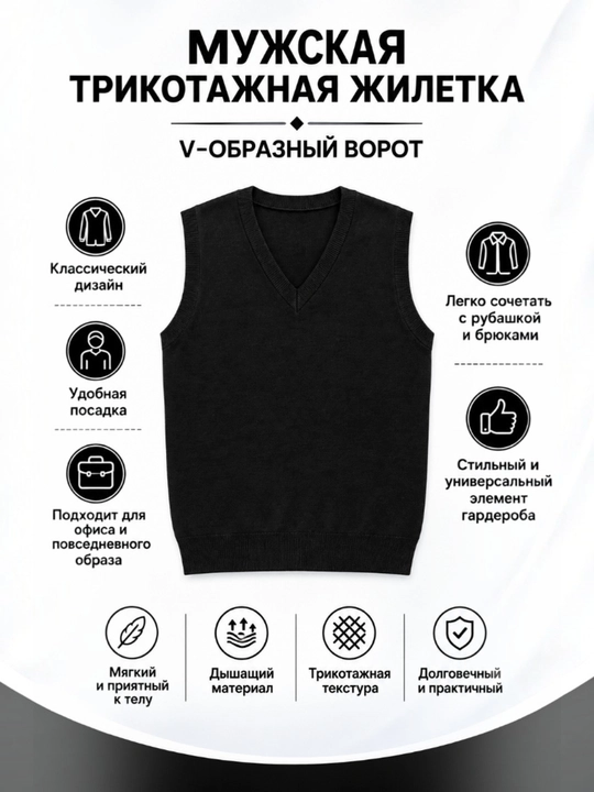 Мужская трикотажная жилетка - 