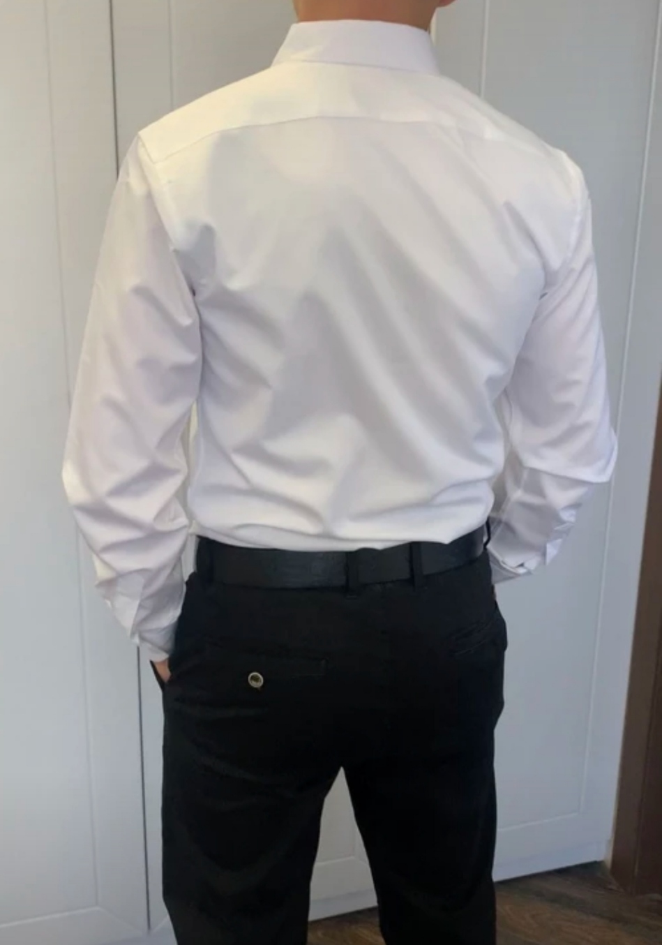 Erkaklar ko‘ylagi, klassik, belga yopishgan, yo‘l-yo‘l, bir xil rangli Slim Fit