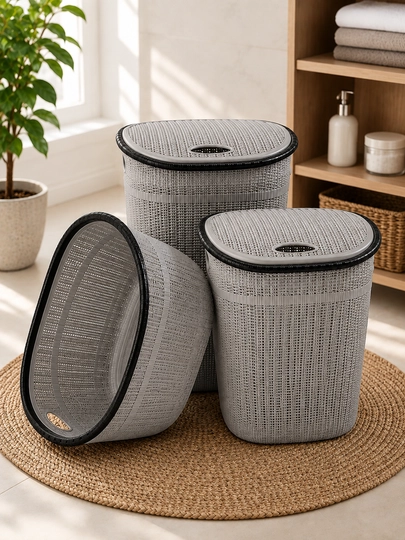 30 L + 45 L + 55 L hajmdagi 3 ta qopqoqli kir savati - 
